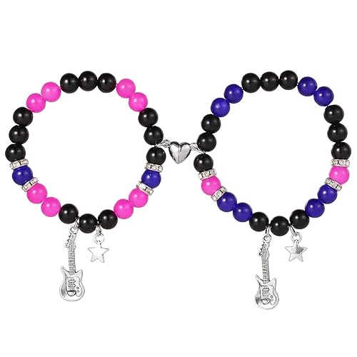 2pcs TV Girl Bracelet, Friendship Matching Magnetic Couple Bracelet Love  Guitar Heart Beads Bracelets for Best Friends Bff Cosplay Accessories for 