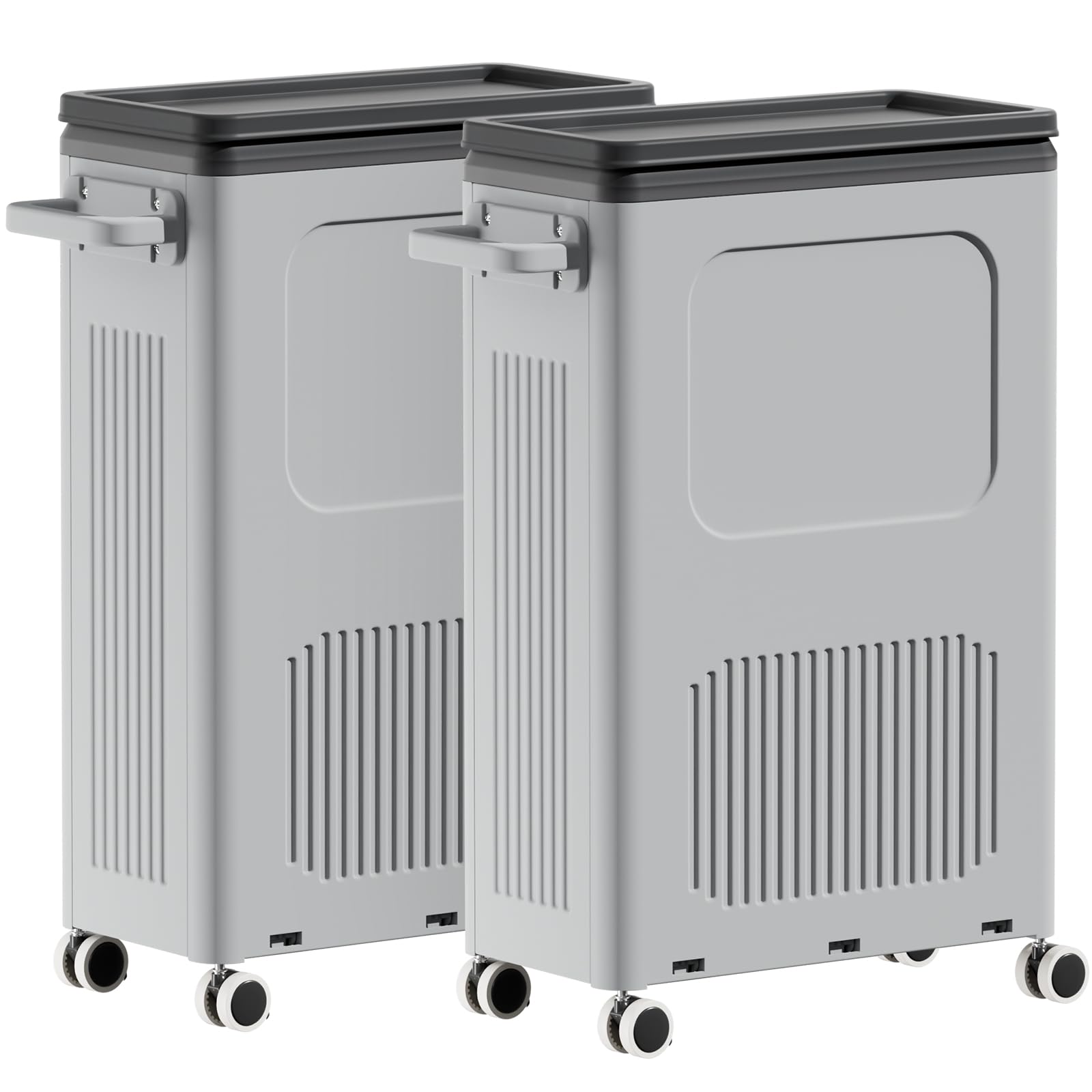 Photo 1 of HAIXIN HOME Slim Laundry Hamper 2 section, Rolling Laundry Basket with Lid, 50L Each, with Wheels & Handle for Easy Transport, Durable Plastic clothes hamper for laundry, Bedrooms, Dorms