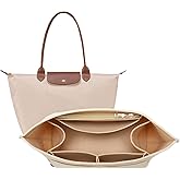OPPOSHE Purse Organizer Insert for Longchamp Le Pliage, Premium Felt Long Champ Bag Handbag Women, Tote Organizer Insert with 9 Compartments (Large, Beige)