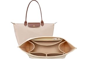 OPPOSHE Purse Organizer Insert for Longchamp Le Pliage, Premium Felt Long Champ Bag Handbag Women, Tote Organizer Insert with 9 Compartments (Large, Beige)