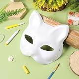 Alipis 20 Pack Blank Cat Masks Unpainted Paper Mache for Halloween Craft Role view 5