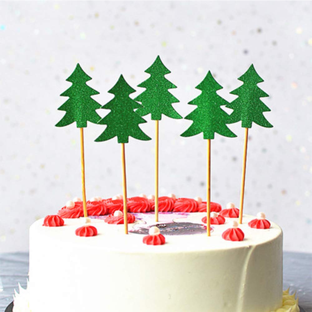 Nuomi 50 Pieces Christmas Tree Cake Topper Glitter Pine Tree Cupcake Topper Picks For Home Dessert Decorations Christmas Party Holiday Ornament Green Amazon Com Grocery Gourmet Food