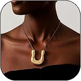 YANCHUN Chunky Gold Necklace Long Necklaces for Women Cowboy Chic Statement Necklace for Women Gold Charm Layered Jewelry