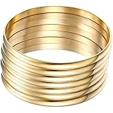 Yifulove Set Of 7PCS Bracelet Bangle 18K Gold Plated Luxury Smooth High Polished Cuff Bracelet For Women