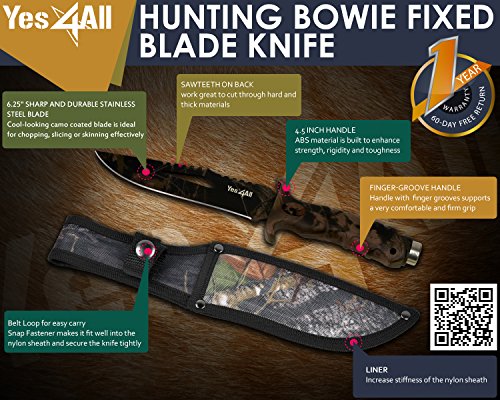 image for Yes4All Camo Coated H152B Hunting Survival Tactical Knife Bowie Fixed 