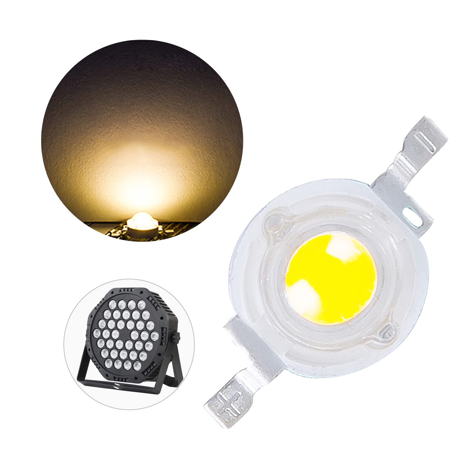 (Pack of 20) 1W 3200K Warm White Led Beads, Led Chip, Led Lamp Bulb for LED Stage Lights