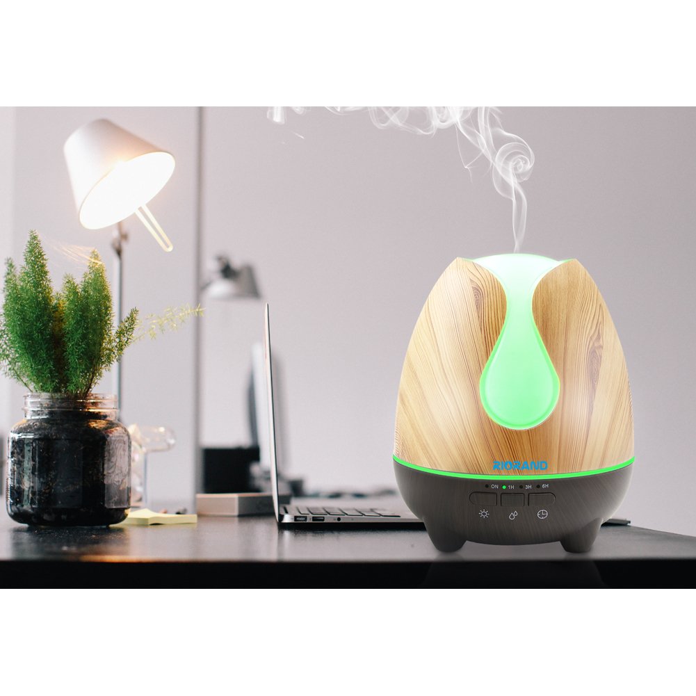 Aroma Essential Oil Diffuser,The Exclusive 500ml Aroma Diffuser with Soundproof Shield in Amazon,Novel style，Whisper-Quiet with 7 Color LED Light Waterless Auto Shut Off(black+yellow)