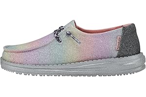 HEYDUDE Hey Dude Girl's Wendy Youth Multiple Sizes & Colors | Girl’s Shoes | Girl’s Lace Up Loafers | Lightweight & Comfortable