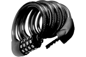 MBEYSAQ Bike Cable Lock 6FT Long, 4 Digit Resettable Combination Lock, Heavy Duty Steel Cable with Waterproof Vinyl Coating Anti Theft Security Lock for Road Bike E-Bike Scooter Fence Gate Toolbox