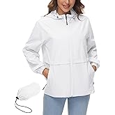 Avoogue Womens Waterproof Rain Jacket Lightweight Raincoat Packable Hooded Outdoor Windbreaker