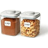EQI Airtight Food Storage Containers Set with One-Touch Lid, 2-Pack (2.8 QT / 2.65 L) Stackable PET, Best for Cereal, Flour, Rice &amp; Baking Organizers.