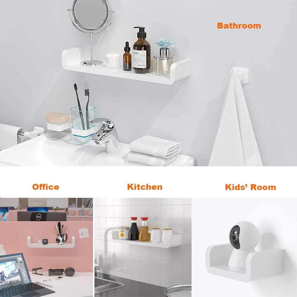 Laigoo Adhesive Floating Shelves Non-Drilling, Set of 3, Display Picture Ledge Shelf U Bathroom Shelf Organizer for Home/Wall Decor/Kitchen/Bathroom Storage(S+M+L): Kitchen & Dining