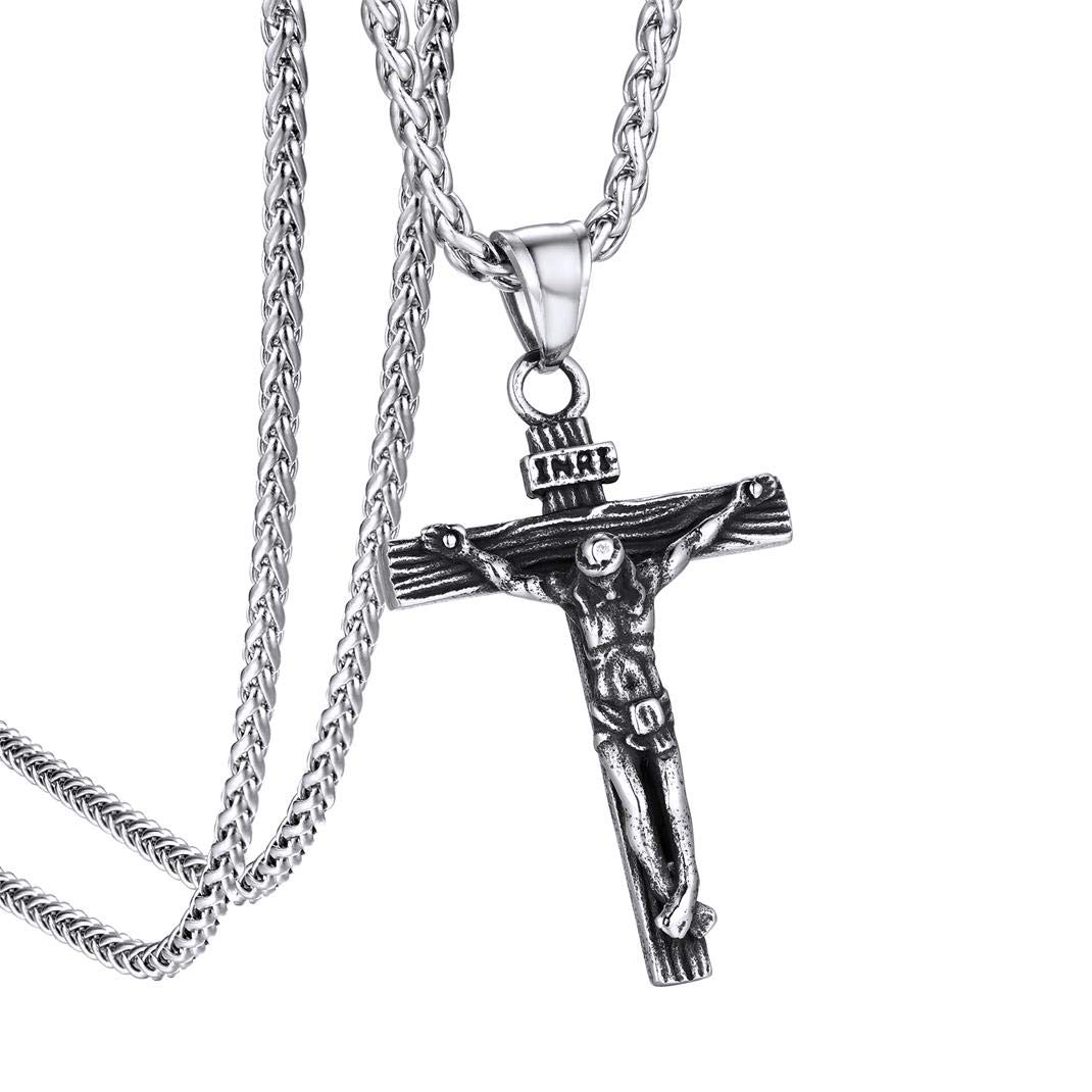GOLDCHIC JEWELRY Men Women Jesus Cross Pendant Necklace, Crosses and Crucifixes INRI Jewellery