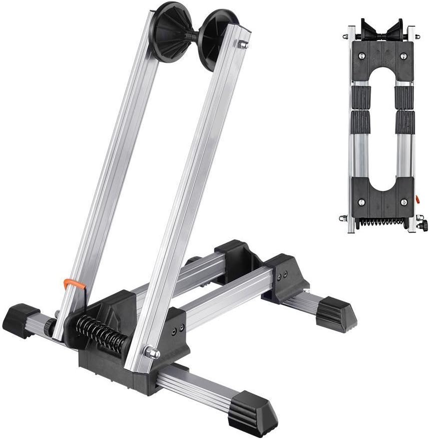 Jolitac Sports Foldable Alloy Bicycle Storage Stand Bike Floor Parking Rack Wheel Holder Fit 20-29 inch Bikes Indoor Home Garage Using