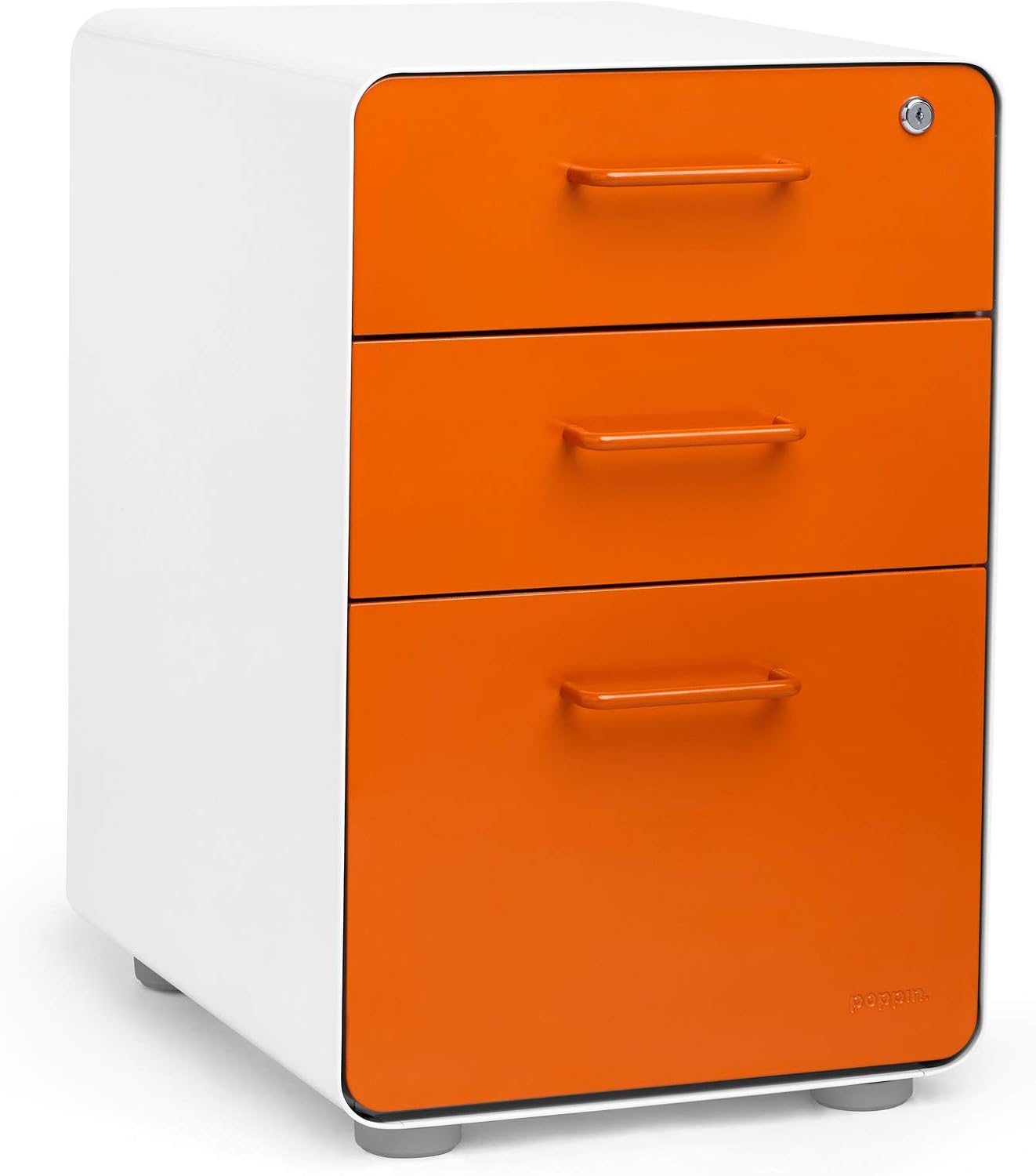 Amazon Com Poppin White Orange Stow 3 Drawer File Cabinet
