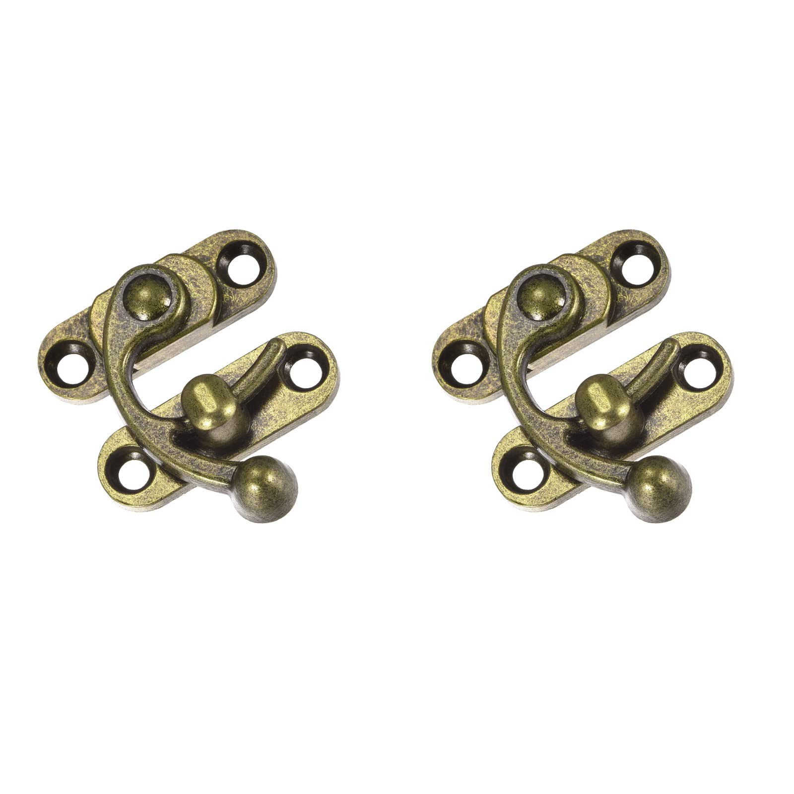METALLIXITY Hook Lock Clasp (45mmx39mm) 2Pcs, Zinc Alloy Swing Arm Right Latch - for Home Kitchen Drawer, Bronze Tone