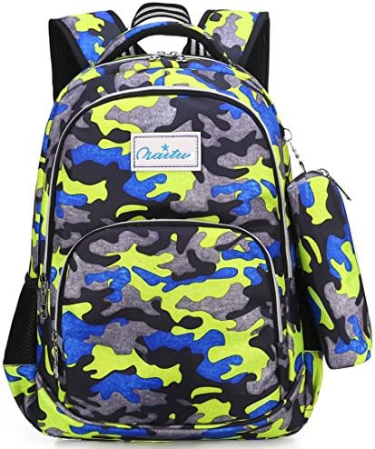 Kid Backpack with Pen Case for 2nd Grade or Younger Kindergarten School Girl Boy (Green)