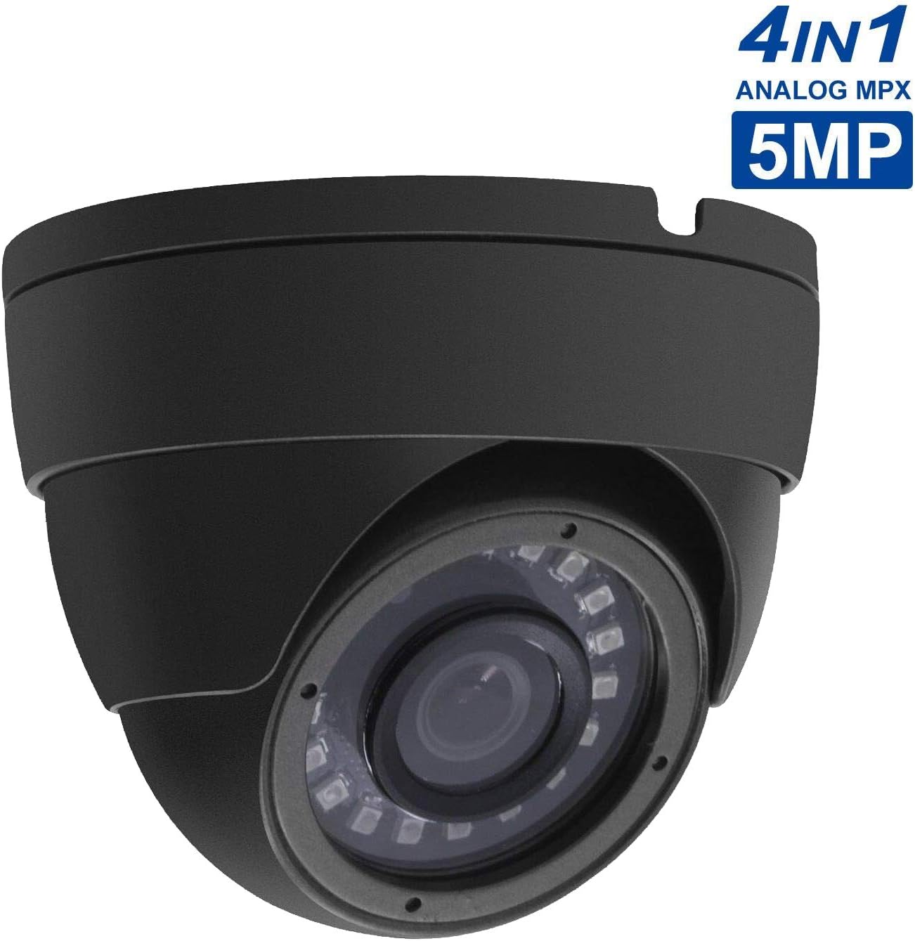 HD 5MP 4 in 1 TVI/CVI/CVBS/AHD Security Camera, Waterproof 65ft IR Day/Night, 3.6mm Lens Dome Camera for CCTV Camera System