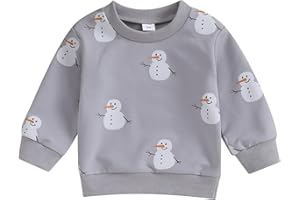 Lucikamy Toddler Baby Boy Girl Christmas Sweatshirt Letter Print Long Sleeve Crewneck Pullover Top Fall Winter Clothes