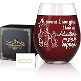 Perfectinsoy As Soon As I Saw You I Knew an Adventure was Going to Happen Wine Glass with Gift Box, Birthday Graduation Gifts for Women Bestfriends Sisters Friends Ladies, Bestfriend Gifts for BFF