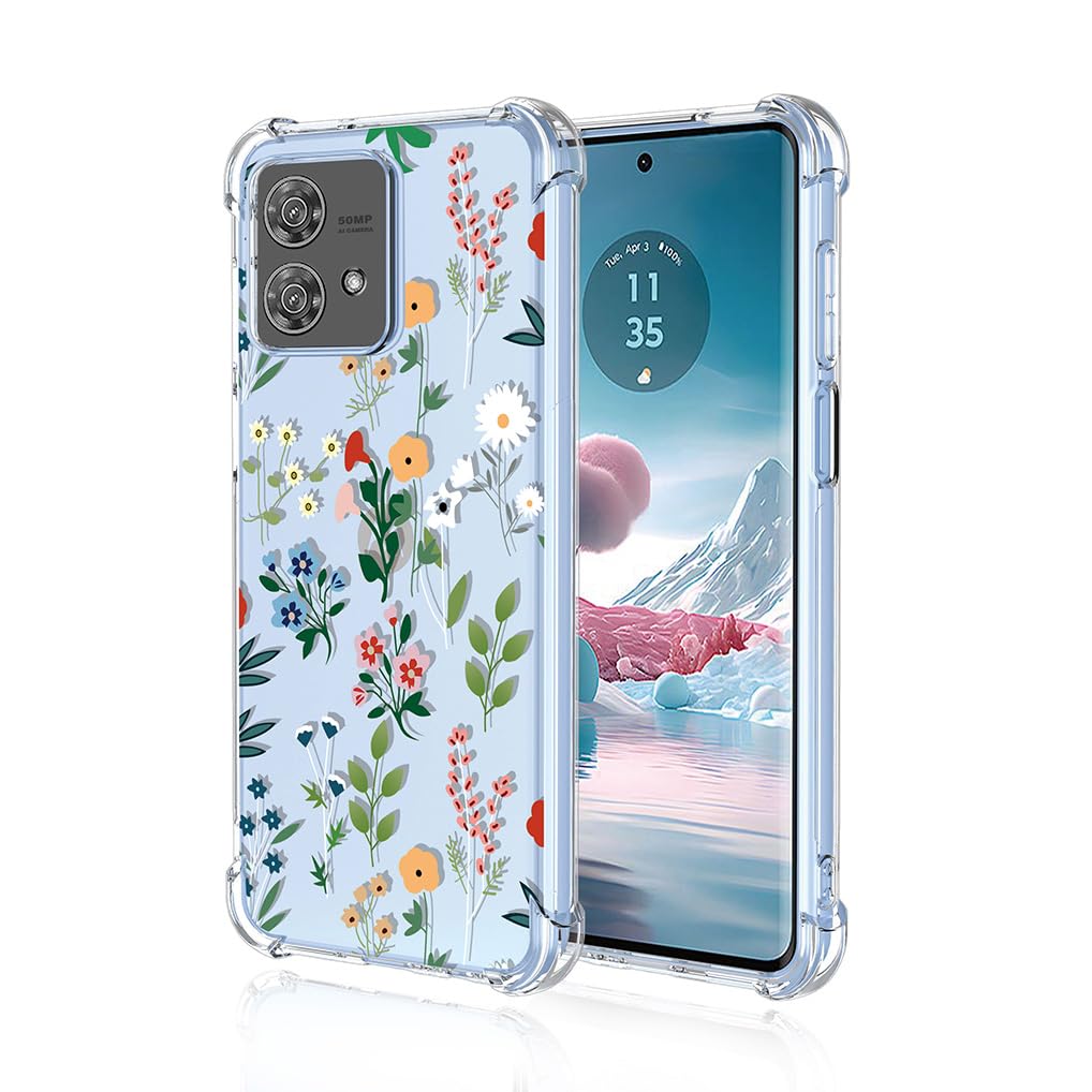 SEAHAI Case for Motorola Edge 40 Neo, Ultra Thin Soft Silicone Clear Back TPU Bumper Shockproof Cover Fashion Flowers Graphic Colorful Skin Slim Case - Colorful