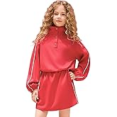 Mirawise Girls Sweatsuit 2 Piece Long Sleeve Sweatshirt and Skorts Tracksuit Pocketed Activewear Skort Sets for 4-13Y