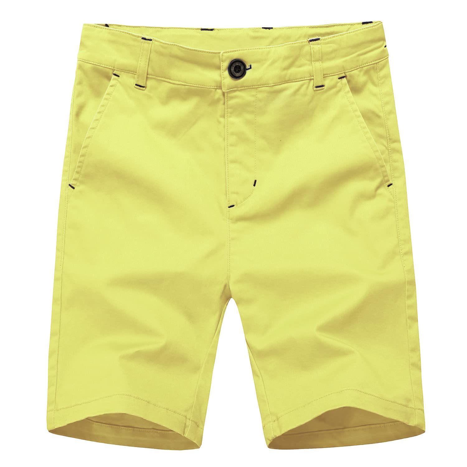 Photo 1 of BASADINA Boys Shorts with Adjustable Waist School Chino Shorts for Kid 4-14 Years, 6 Colors to Choose Yellow