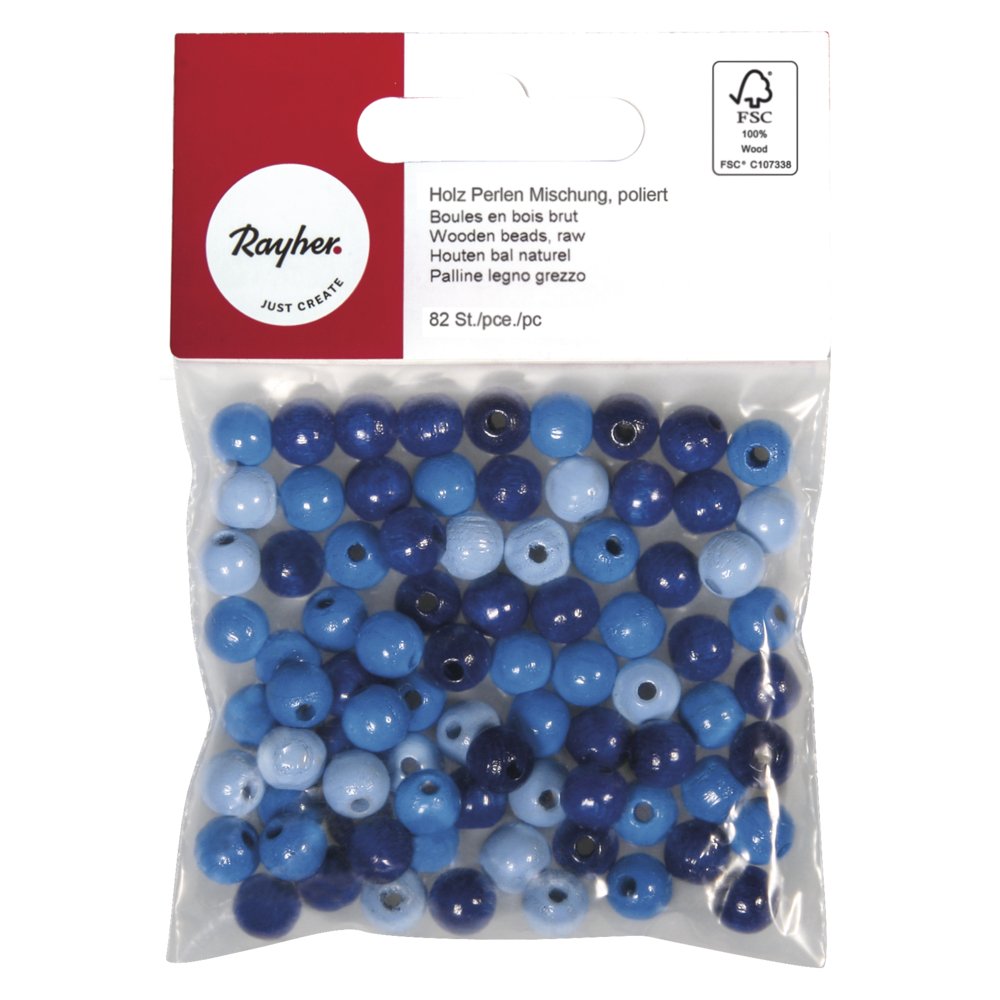 Rayher 1252600 Wood Beads Mix FSC 100%, 8 mm