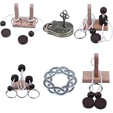 Brain Teaser Puzzle 3D Unlock Interlock Assorted Wooden and Metal ，IQ Logic Training Family Game Party Favor Coffee Table Time Unlock Interlock Mind Puzzles Box（6Pcs）