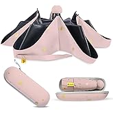 Winkabiu Compact Travel Umbrella - Mini Manual Umbrella for Purse, Windproof & UPF 50+ Sun & Rain Protection, Lightweight Portable Folding with Case for Women, Men，Kids