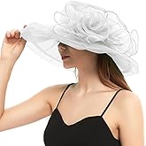 HATAMOTO Women's Organza Derby Fascinator Hat Cloche Bowler Hat Cocktail Tea Party Wedding Sun Hat