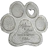 GiftsForYouNow Engraved Lifetime of Love Paw Print Stone, Personalized Pet Memorial Garden Stone for Dogs, Large, 12"