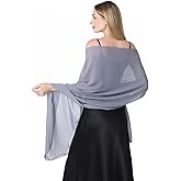 CHUNG Women Chiffon Shawl 78“x27.5” Solid Sheer Scarf Wraps Soft Lightweight Long for Wedding Party Gown Evening Dresses