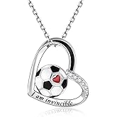 oGoodsunj Sterling Silver Baseball Soccer Volleyball Necklace for Women Heart Sports Pendant Jewelry Mom Gifts for Team Players Lover (Soccer)