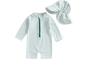 MA&BABY Baby Boys Swimsuit Onepiece Striped Zipper Swimwear Baby Toddler Girls Bathing Suit Rash Guard Swimming Sunsuit
