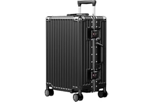 AnyZip Carry On Luggage PC+ABS Aluminum Frame Zipperless Luggage Hard Shell Suitcase with TSA Lock Double Spinner Wheels 20 Inch Black