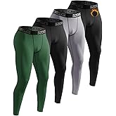 Mexholin 4/5 Pack Men's Thermal Compression Pants Fleece Lined Long Johns Winter Athletic Workout Leggings Baselayer