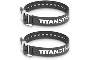 TITANSTRAPS Titan Industrial Straps – Strong & Simple Tie-Downs for Construction (Welders, DIY Home) & 1st Responders – 3 Year Warranty, Batch Tested – 70 lb. Working Load, 20" Length, Black, 2-Pack