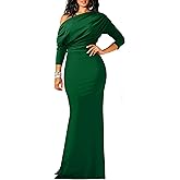 YMDUCH Women's Sexy Elegant Long Sleeve Off Shoulder Bodycon Long Evening Formal Dress