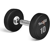 Yes4All Urethane Dumbbell with Anti-Slip Knurled Handle 5-50 LB for Muscle Building - Sold Individually