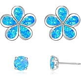 CiNily Gold Plated Flower Shaped Opal Hypoallergenic Stud Earrings Flower Dangle Drop Earrings Jewelry Gift for Women Girls Gemstone Earrings