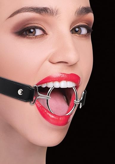 Ouch! by Shots Ring Gag XL with Leather Straps - Mundknebel an Lederband - Ring-Durchmesser 59 mm - schwarz, 1 Stück