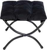 HollyHOME Armchair With Footstool Velvet Black Steel Frame 500lbs view 8