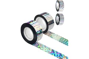 2 Rolls 328 FT Bird Scare Type Ribbon, Deterrent Visual Audible Reflective Tape to Keep Away Birds, Holographic Eco-Friendly 