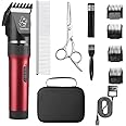 Sminiker Low Noise Cat and Dog Clippers Rechargeable Cordless Pet Clippers Grooming Kit with Storage Bag 5 Speed Professional