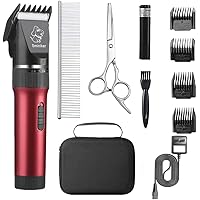 Sminiker Low Noise Cat and Dog Clippers Rechargeable Cordless Pet Clippers Grooming Kit with Storage Bag 5 Speed Professional