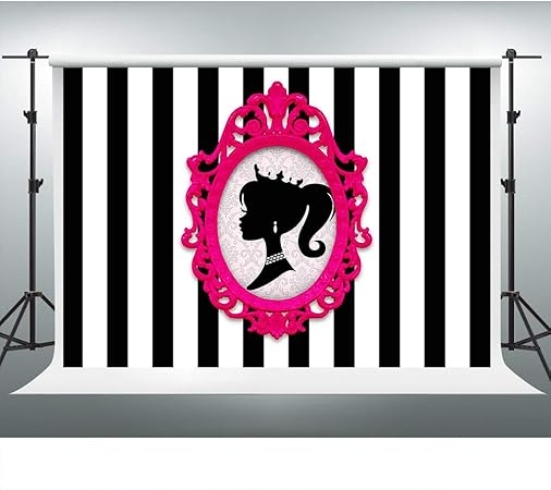 Amazon 白黒ストライプ 背景幕 ドールヘッド フォトフレーム背景 7x5フィート グラマーガール 誕生日パーティー バナー ケーキテーブル装飾 Lsvv903 バックペーパー 背景布 通販