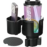 JINKEY 2 in 1 Cup Holder Expander, Extra Cup Holders Extender with Adjustable Car Cup Insert for Car Front Seat for Yeti，Hydroflask and Other Large Water Bottles & Mugs in 3.74"-4.25"(10-46 Oz)