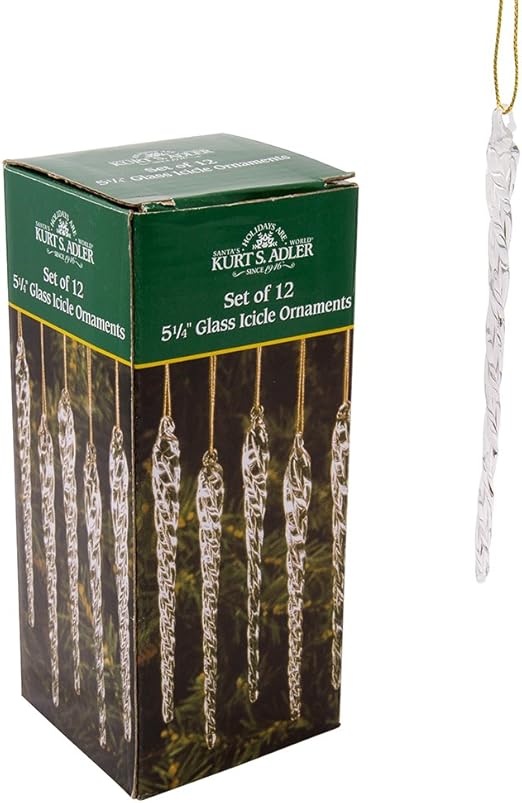 Amazon Com Kurt Adler 5 1 4 Inch Glass Icicle Ornament 12 Piece