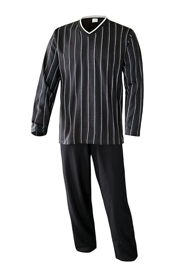 Schlafanzug Herren lang Herren Pyjama lang Hausanzug Herren aus 100% Baumwolle Model Vintage